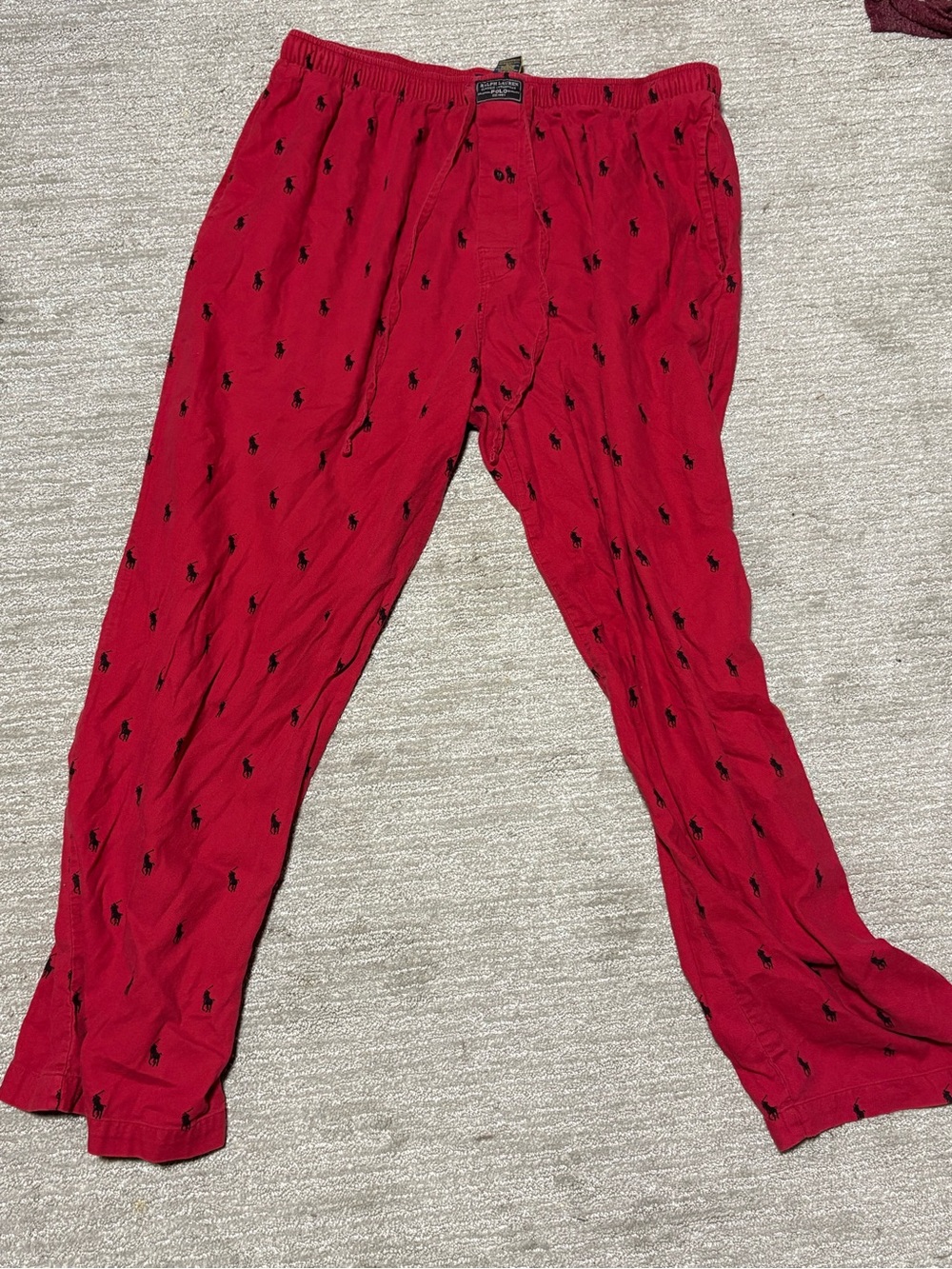 Polo by Ralph Lauren Red Pajama Pants with Black Pony Embroidery